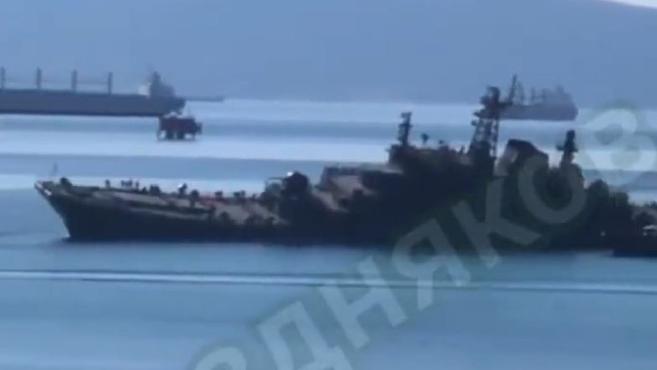 Russian navy ship appears to be damaged in Ukrainian sea drone attack | World News Sky News