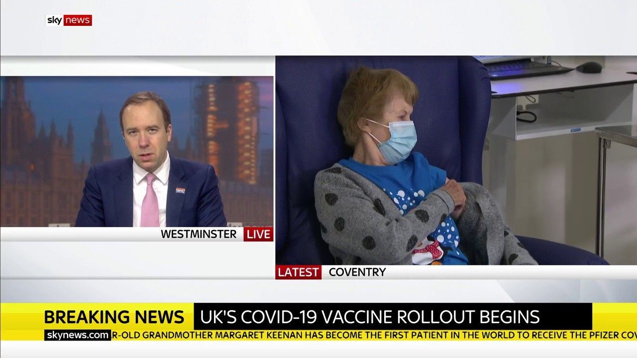 Covid 19 Vaccine Historic Moment First Uk Patient Receives Coronavirus Pfizer Biontech Coronavirus Jab Outside Clinical Trial Uk News Sky News