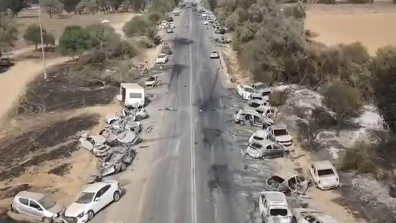 Abandoned cars at festival near Gaza-Israel border following Hamas attack |  World News | Sky News