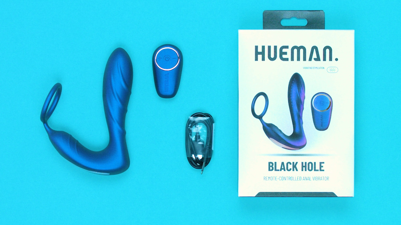 Hueman Black Hole Galactic Silicone Remote Control Cock Ring Butt Plug -  Lovehoney