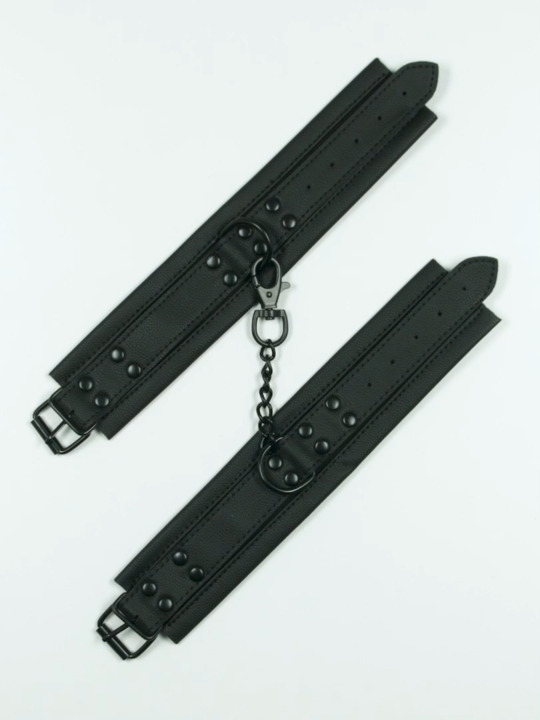 Heavy Padded Leather Bondage Cuffs Black and Creamy White