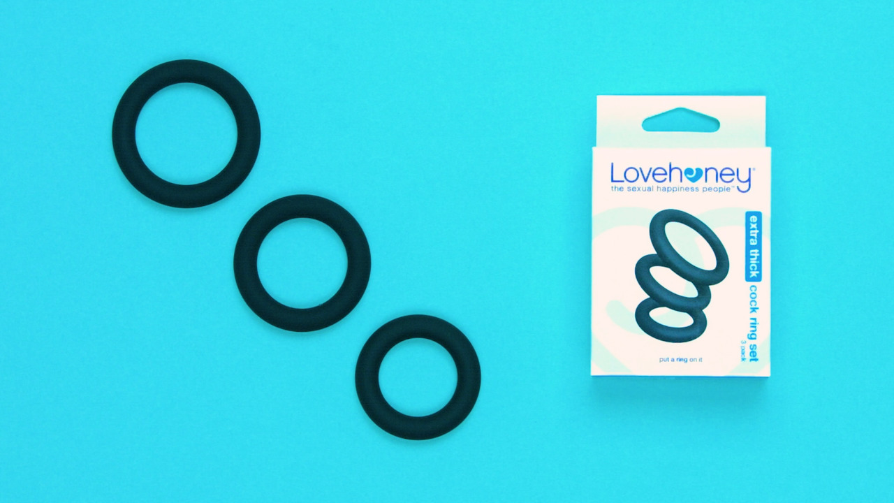 Lovehoney Get Hard Extra Thick Silicone Cock Ring Set (3 Count) - Lovehoney  US