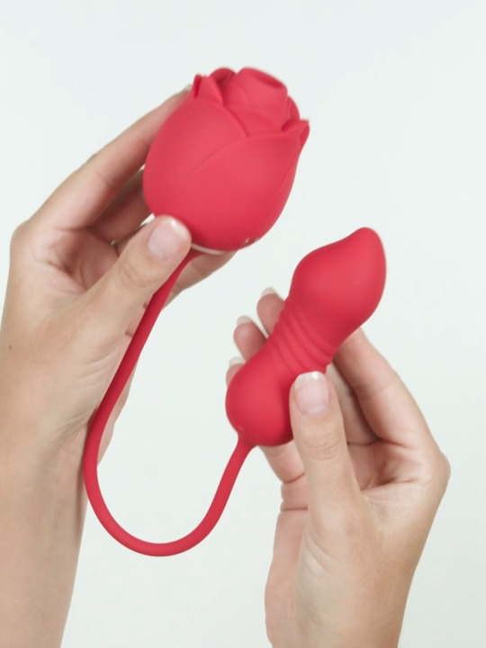 Lovehoney Power Petal 2-in-1 Clitoral Suction Stimulator with Thrusting Egg  Vibrator
