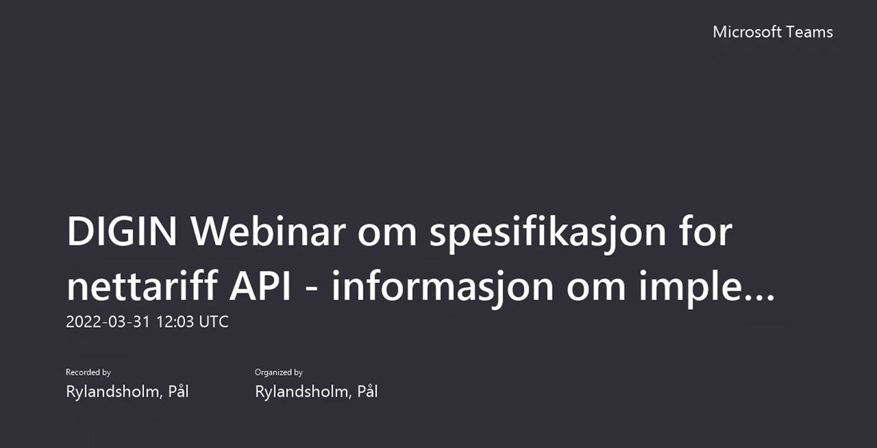 Se webinar: Erfaringer fra implementering av Nettariff API - DIGIN Energi