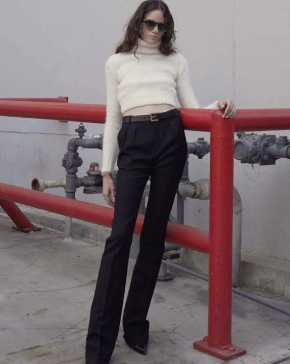 Cropped turtleneck sweater in mohair | Saint Laurent | YSL.com