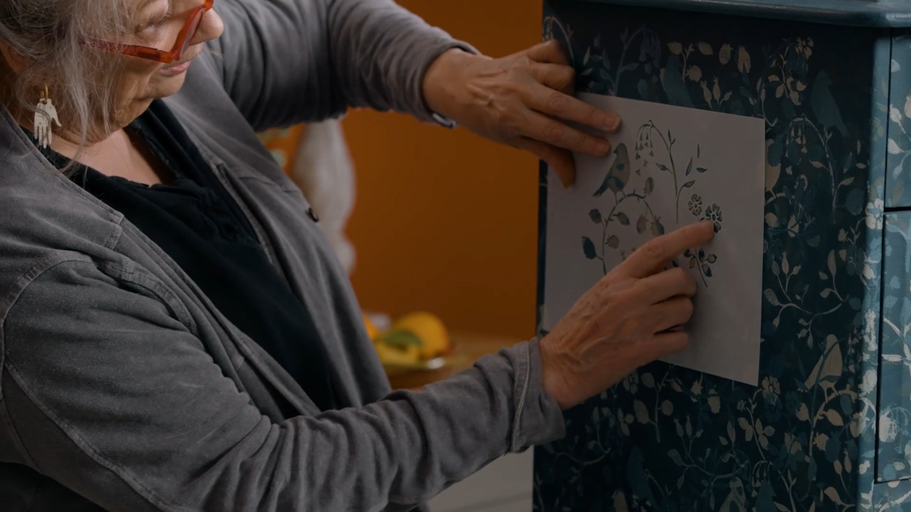 Layered stencilling on furniture