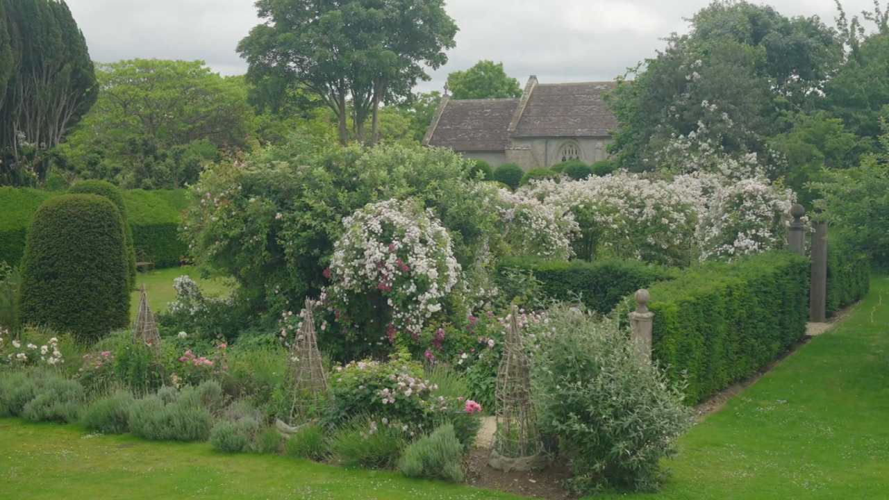 The rose garden & lavender paths