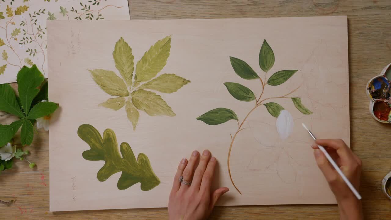 A foliage ceiling mural - Part 3 - Practising the detail