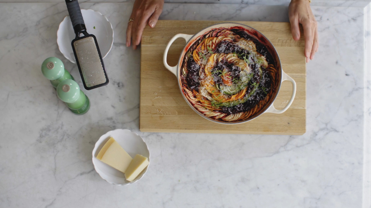Key recipe - rainbow vegetable gratin