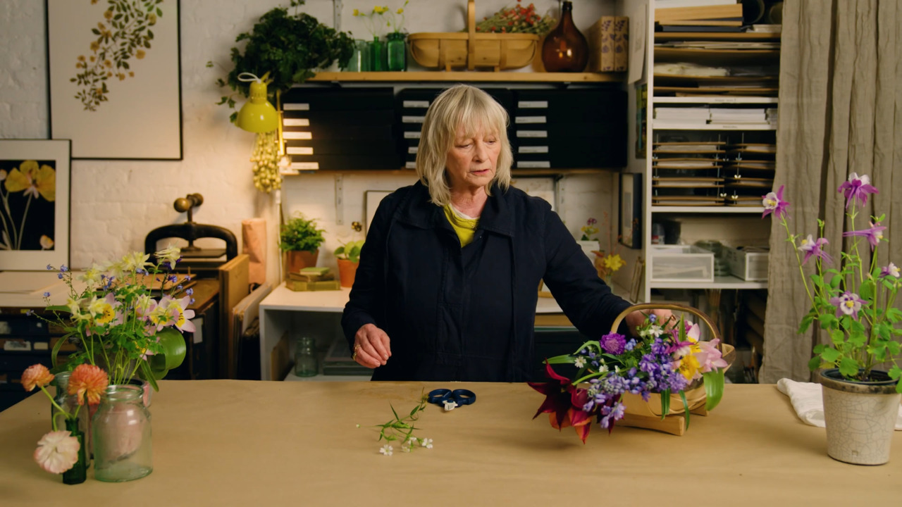 Selecting flowers to press