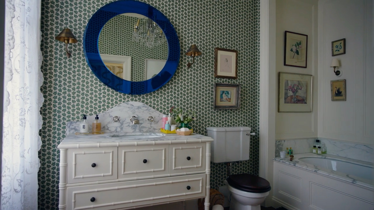 The recessed bathroom