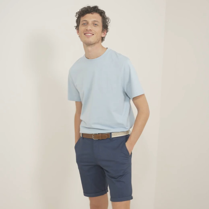 Bermuda chino uni avec ceinture