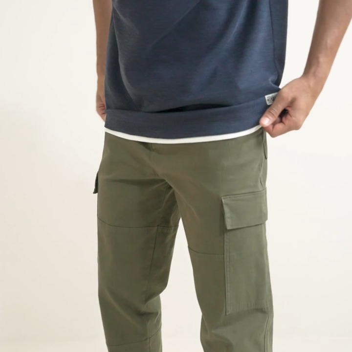 Pantalon cargo droit uni