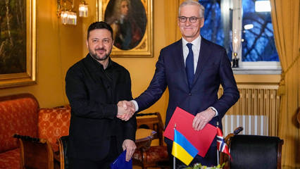 Volodymyr Zelensky in Oslo for defence talks with Jonas Gahr Store amid push to deepen ties