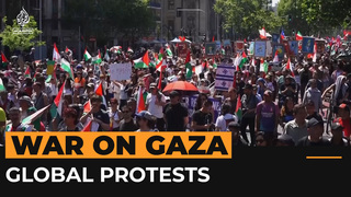Protesters worldwide demand end to Israel’s year of war on Gaza