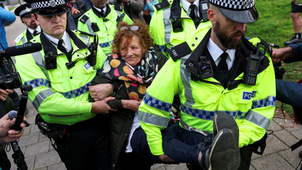 UK police arrest Palestine Action protesters outside Labour conference