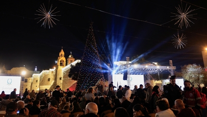 Christmas in Bethlehem: City lights up tree for first time in two years