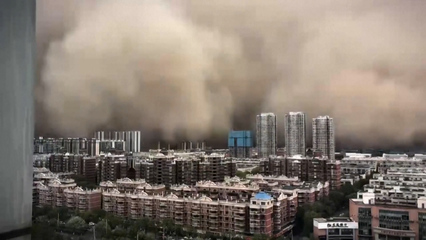Video shows sandstorm sweeping through cities in China