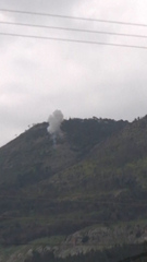 Moment missile strikes shortly after Israeli president’s visit 