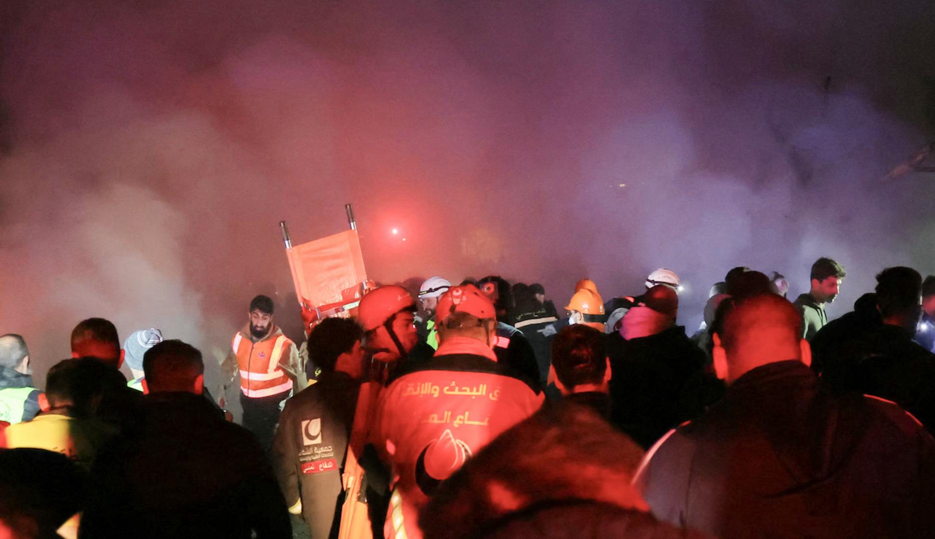 Emergency workers search for victims of Israeli airstrikes on Beirut
