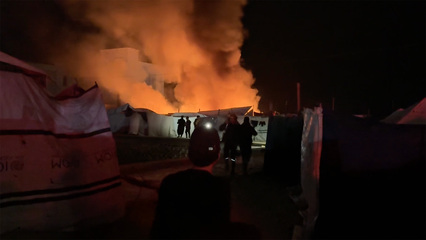 Fire erupts at Gaza camp after Israeli attack hits tents