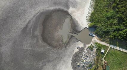 Serbia's Rusanda Lake dries to a pond as the Balkans swelters in a heatwave