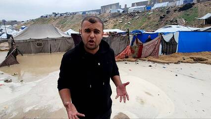 Unstoppable ‘nightmare’ as storm lashes displacement camp in Gaza 