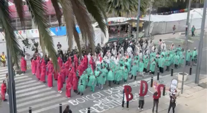 Activists form human Palestine flag at World Cup opener in Mexico City