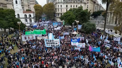Argentina protesters condemn Milei healthcare funding cuts