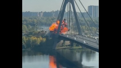 Russian attack hits Kyiv bridge after German chancellor arrives