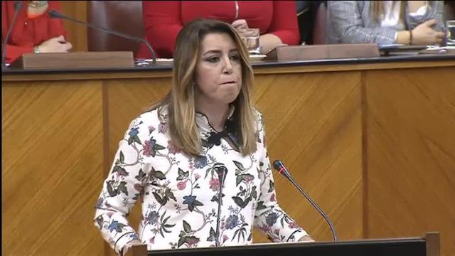 Susana Díaz a Juan Manuel Moreno: &quot;Usted llega a la presidencia con los herederos del franquismo&quot;