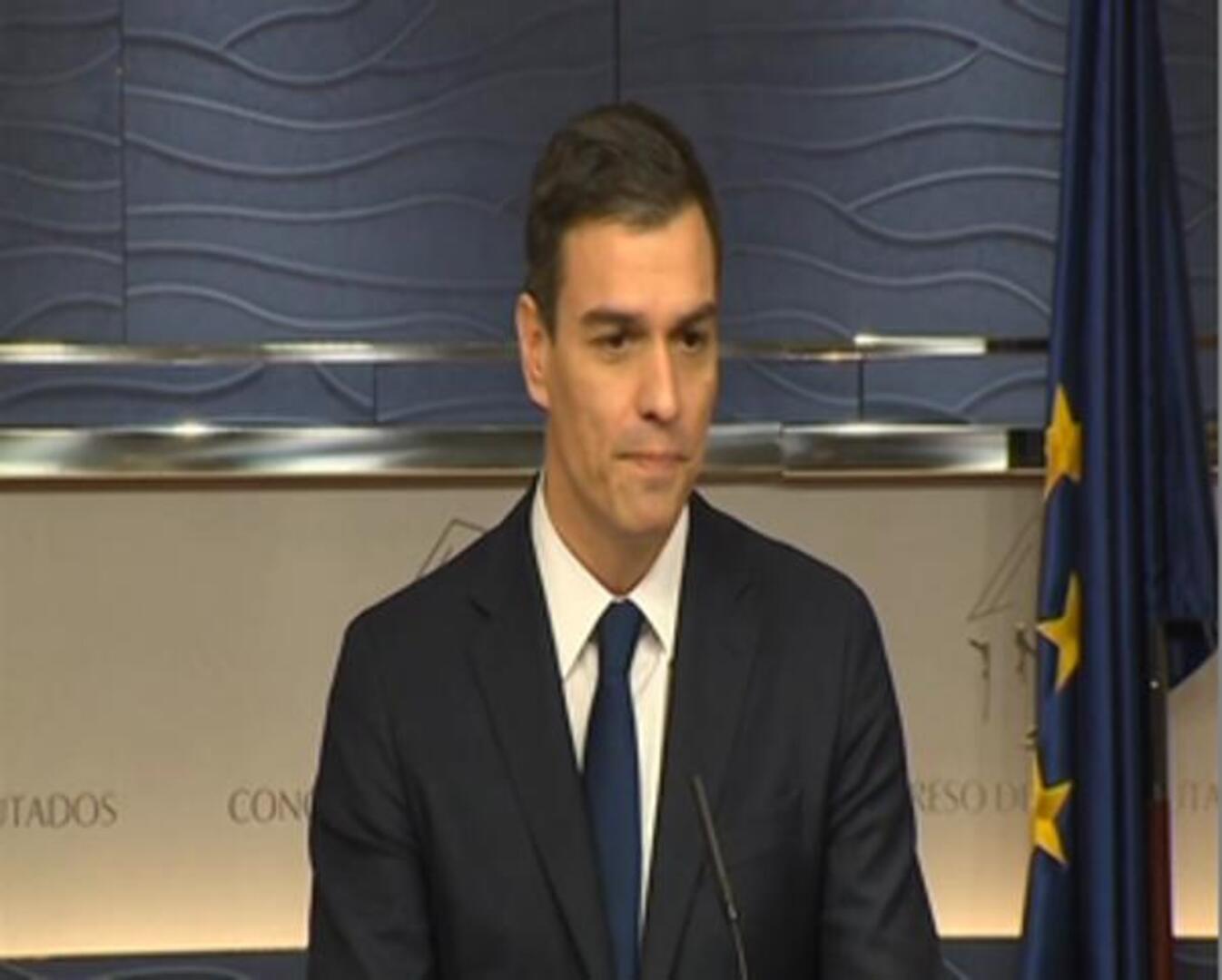 Pedro Sánchez durante la rueda de prensa posterior a la oferta de gobierno formulada por Iglesias