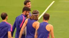 El buen rollo protagoniza el entrenamiento del Atlético previo a recibir al Inter de Milán