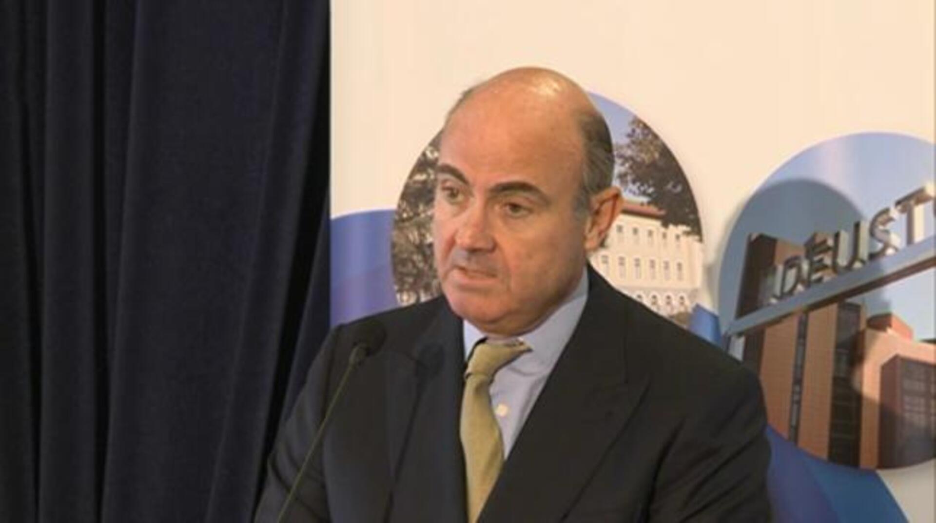 Luis De Guindos, ministro de Economía, durante la conferencia pronunciada en Bilbao