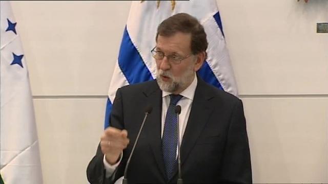 El presidente del Gobierno, Mariano Rajoy, en la rueda de prensa ofrecida este miércoles en Uruguay