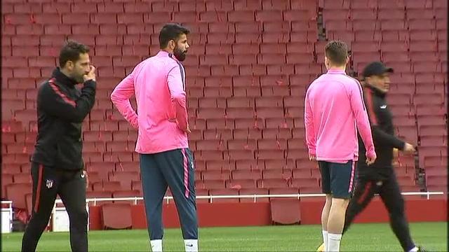 Último entrenamiento del Atleti antes del choque contra el Arsenal