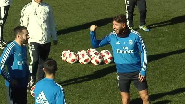 Buen ambiente en Valdebebas en el último entrenamiento previo a la vuelta de Copa del Rey