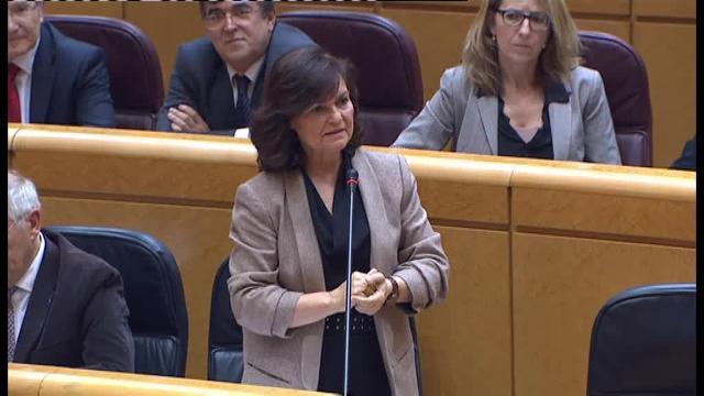 Carmen Calvo, ayer en el Senado
