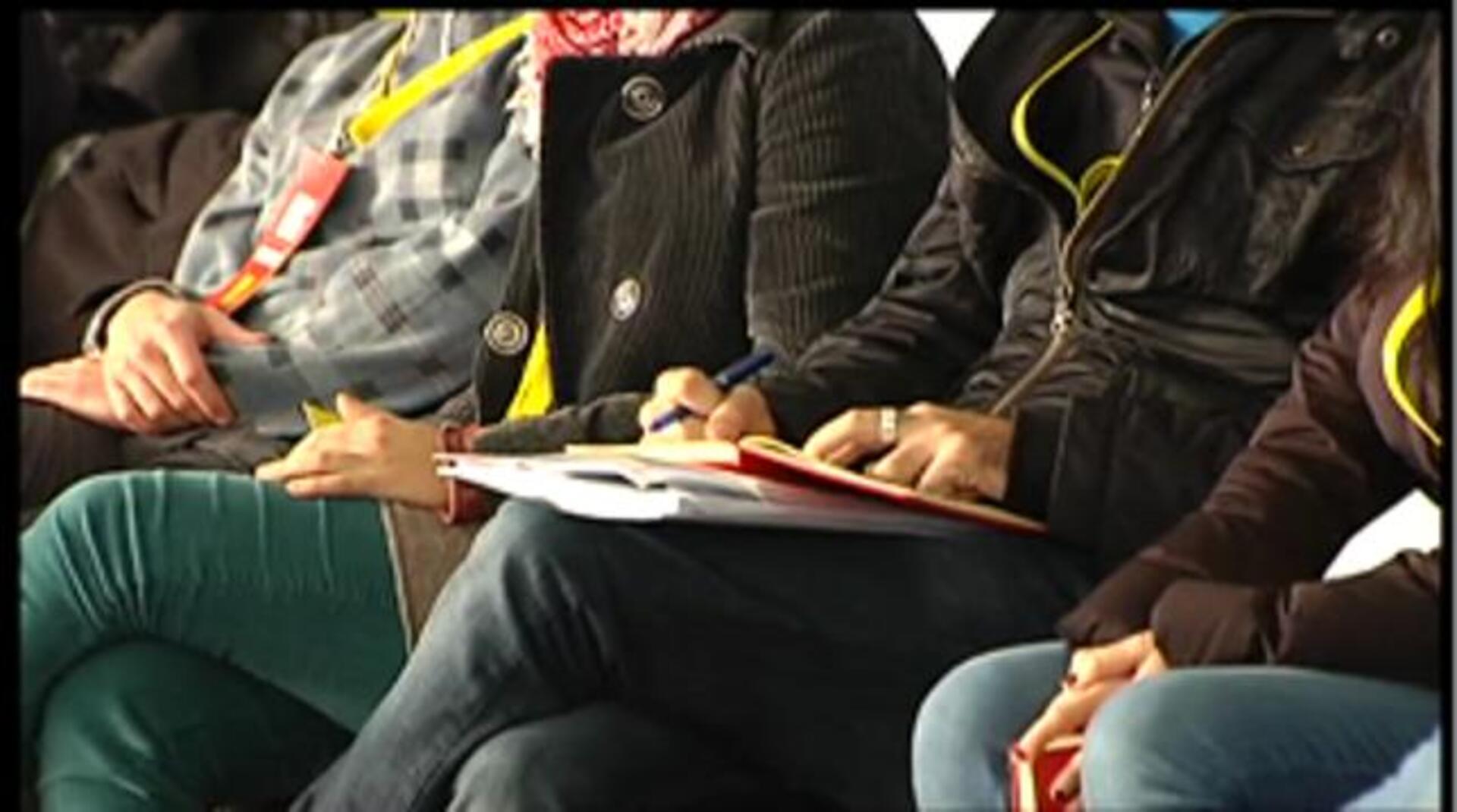 Los miembros de la CUP, Anna Gabriel, Antonio Baños y Albert Botrán,