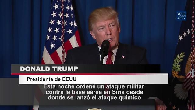 Imagen de uno de los misiles lanzados por Estados Unidos hacia la base militar de Shayrad, en Siria