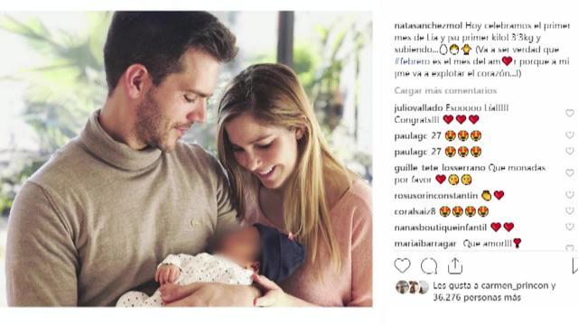 Natalia Sánchez celebra el primer mes de su hija