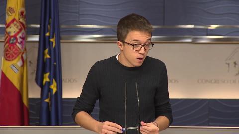 Íñigo Errejón, durante la rueda de prensa en el Congreso de este martes