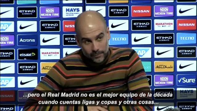 Guardiola: &quot;El Madrid no es el mejor de la década si cuentas ligas, copas y otras competiciones&quot;