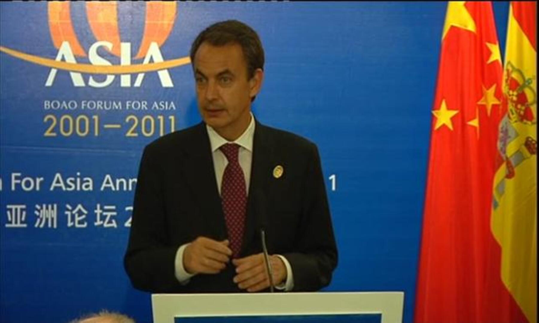 Zapatero pide en China que Asia respete los «derechos fundamentales» como Europa
