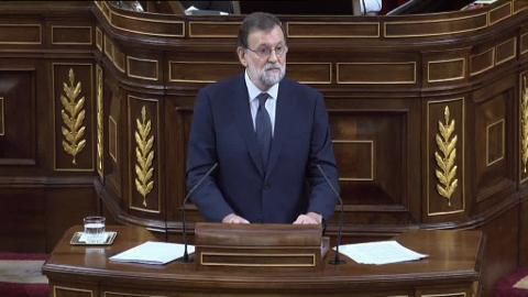El presidente del Gobierno, Mariano Rajoy, en el debate sobre la moción de censura presentada por Podemos
