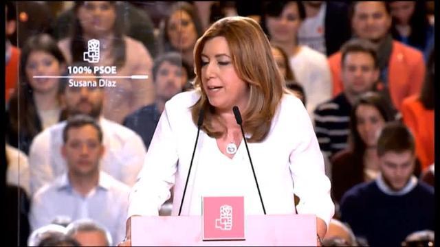Susana Díaz, ayer, durante el mitin en el Pabellón de Ifema