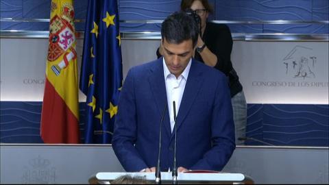 Pedro Sánchez durante la primera votación de investidura de Mariano Rajoy