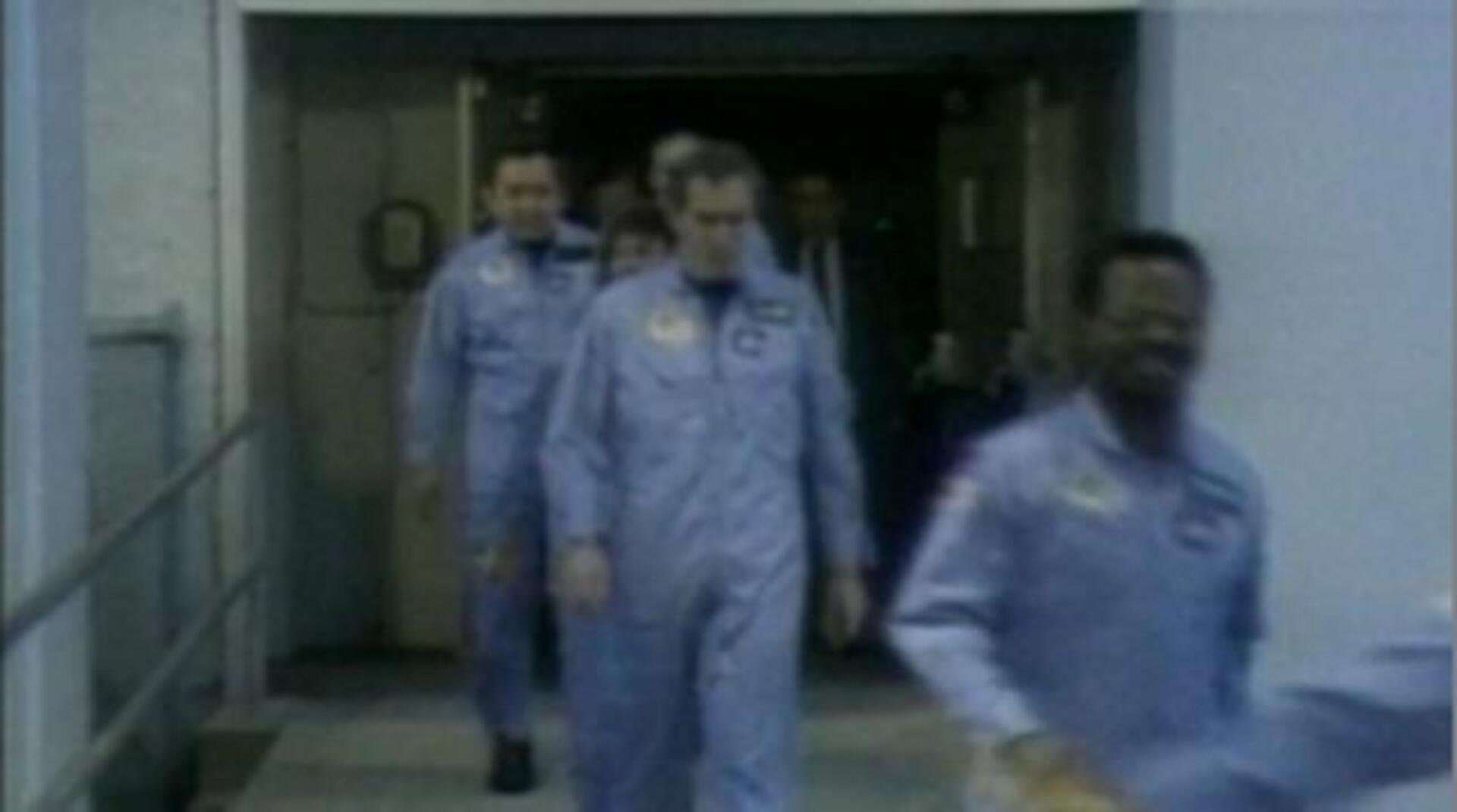 Momento de la explosión del transbordador Challenger, con siete personas a bordo