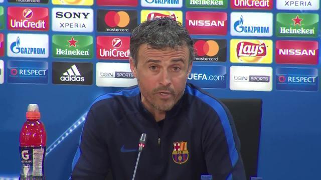 Luis Enrique, durante la rueda de prensa en Barcelona