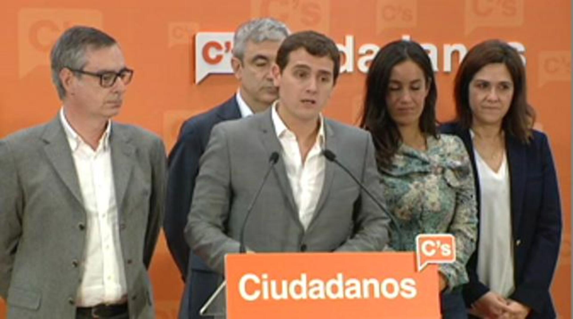 Albert Rivera durante la noche electoral.